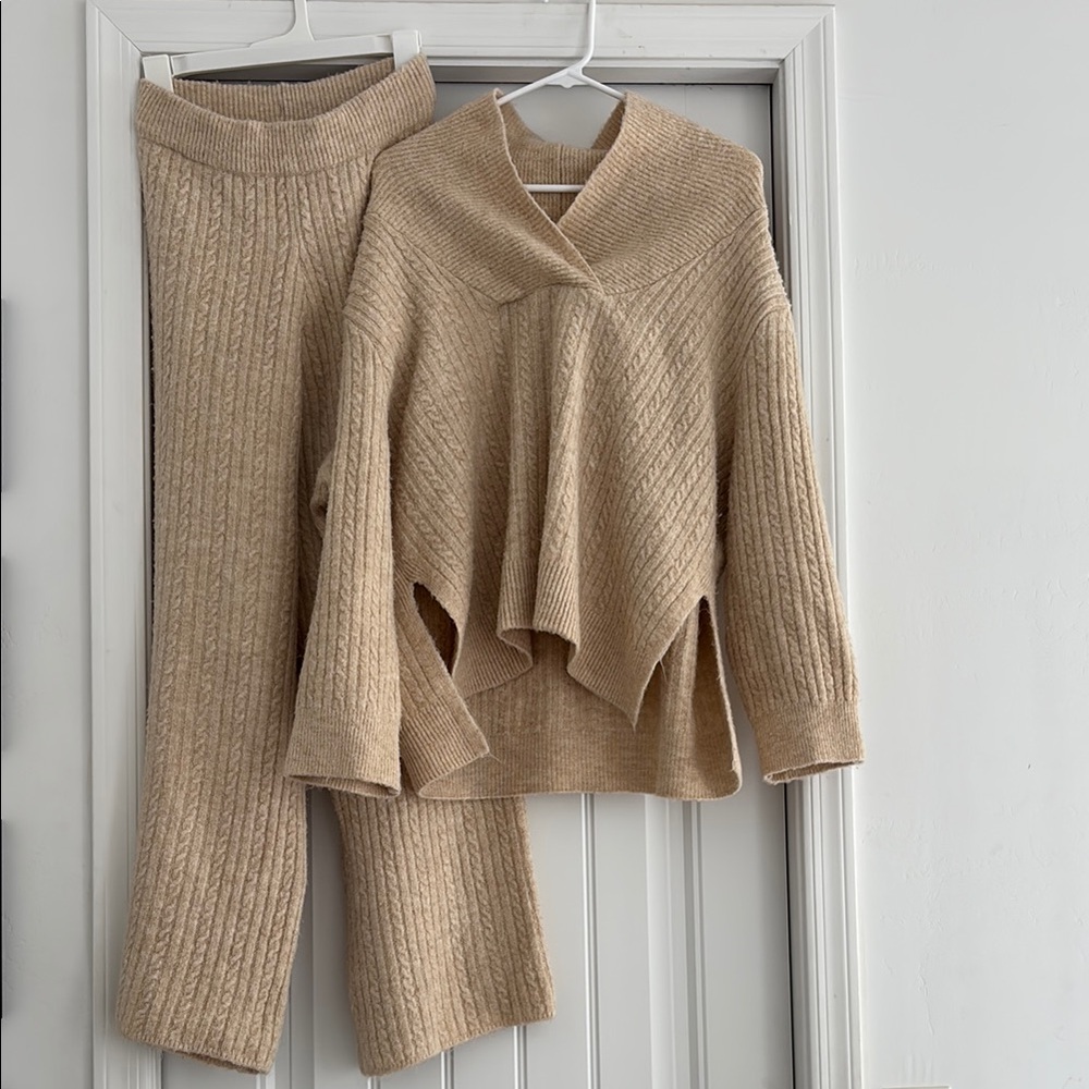 Cozy Beige Sweater Set